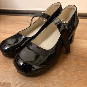 Black Patent Leather Mary Jane Heels